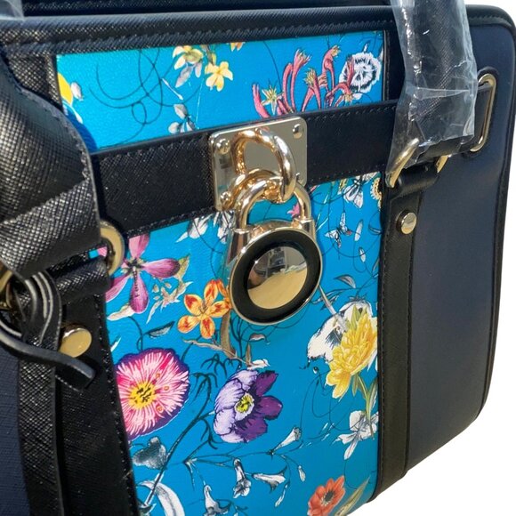 Dasein  Navy Blue Floral Faux Leather Tote Bag with matching wallet - Picture 11 of 16